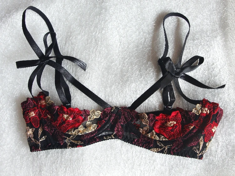 Sexy Japanese Lingerie Floral Transparent Thin Cup Open Bra Brief Set Ladies Temptation Sexy Eylash Lace Night Underwear