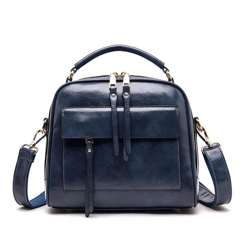 Кожа из натуральной кожи Сумочка Роскошная брендовая сумка на плечо плотная большой вместимости цвет Дамская сумочка дамская сумка на плечо дизайнерская - Цвет: Синий