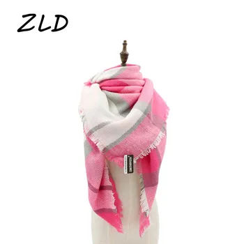 

ZLD womens scarf spring winter and Autumn knitted plaid warm wool scarves shawls luxury brand neck bandana ladys Kerchief