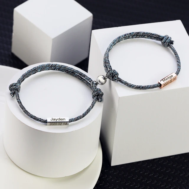 Custom Engraved Magnetic Couple Bracelets