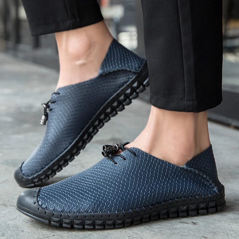 large size men's leather shoes black casual shoes leather casual shoes