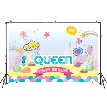 

HUAYI underwater animal cartoon photography queen themed backdrop girl birthday party background W-3797