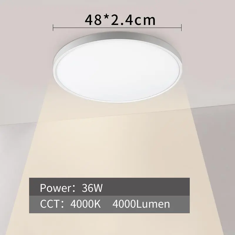 36W-4000K Современный светодиодный потолочный светильник D480mm D600mm Home Lighting 5000 K, лампа для кухни, спальни, ванной комнаты, ультратонкая потолочная лампа для монтажа на поверхности - Цвет корпуса: 36W-4000K