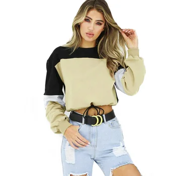 

M Fall Fashion Harajuku Stitching Hoodie Sweatshirt Ladies Long Sleeve Pullover Jumper Tops Sudadera Mujer W3