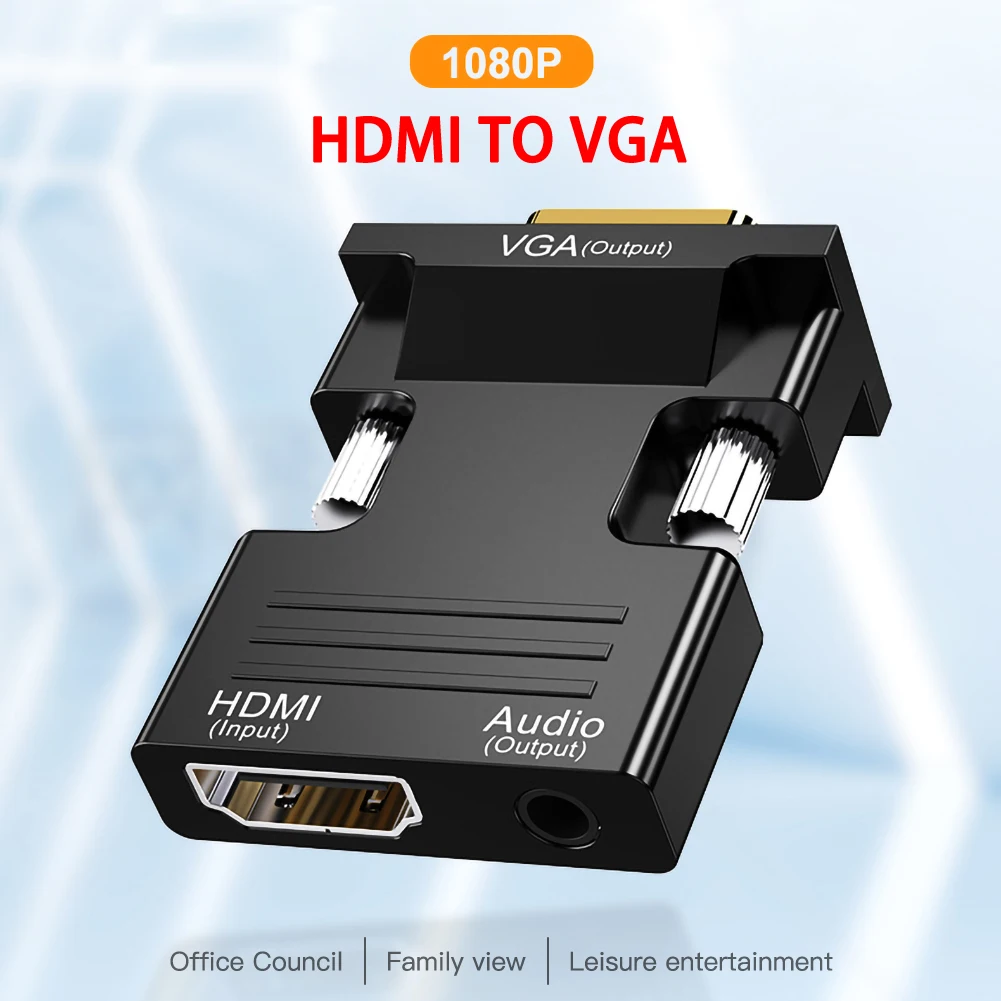 Адаптер-преобразователь цифрового сигнала в аналоговый 1080P HDMI VGA | Электроника