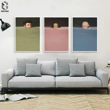 Nórdico abstracto a mano personaje colorido lienzo póster vintage de pintura impresión decoración pared arte cuadros para sala de estar(China)