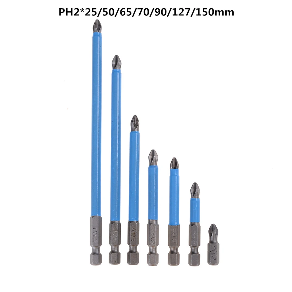 WAVEWAY 25-150mm Magnetic Hex Anti Slip S2 Screwdriver Bit Set Long Screw Nut Torx PH2 For Electric Screwdriver