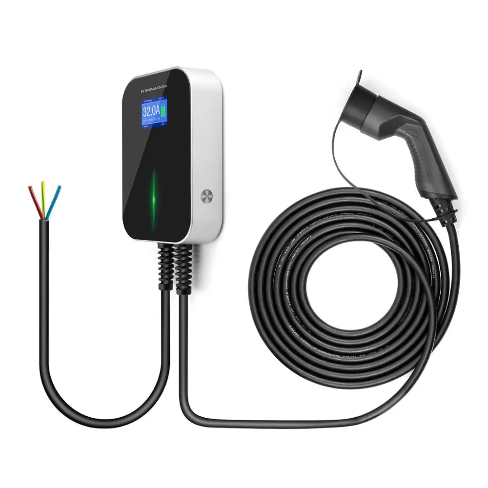 32A 1Phase EVSE Wallbox EV Charger Electric Vehicle Charging Station with Type 2 Cable IEC 62196-2 Waterproof For Audi For Benz