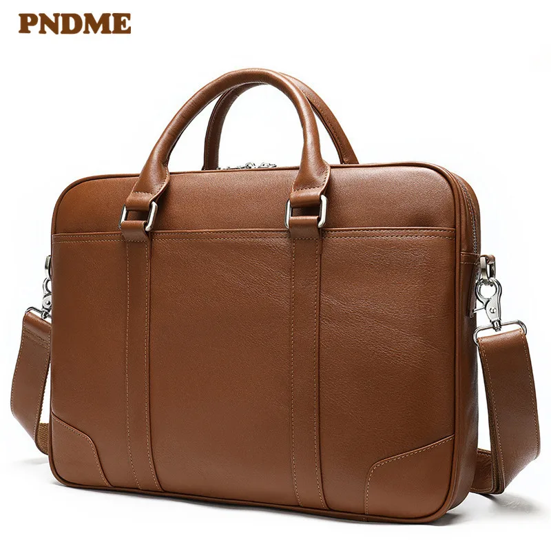 

Business genuine leather men's briefcase retro casual natural real cowhide laptop shoulder messenger bag large capacity handbag