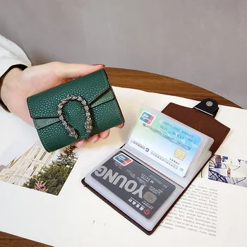 

ID Business Credit Card Holders Women Wallets Cards Holder Pockets Case Clip New Vintage Fashion Luxury Design Female