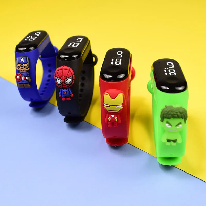 Disney Spiderman Figure Toys Children's Watch Ironman Bracelet Touch Student Sports Led Day Gift | Игрушки и хобби
