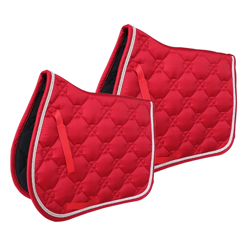 2 Pcs Square Quilted Cotton Comfort English Saddle Pad Horse Riding Pad Red