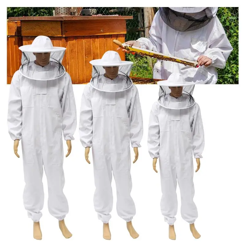 

Protective Clothing Durable Practical White Artificial Leather Anti Peak Protection Honey Whole Body Bee Coat Beekeeping