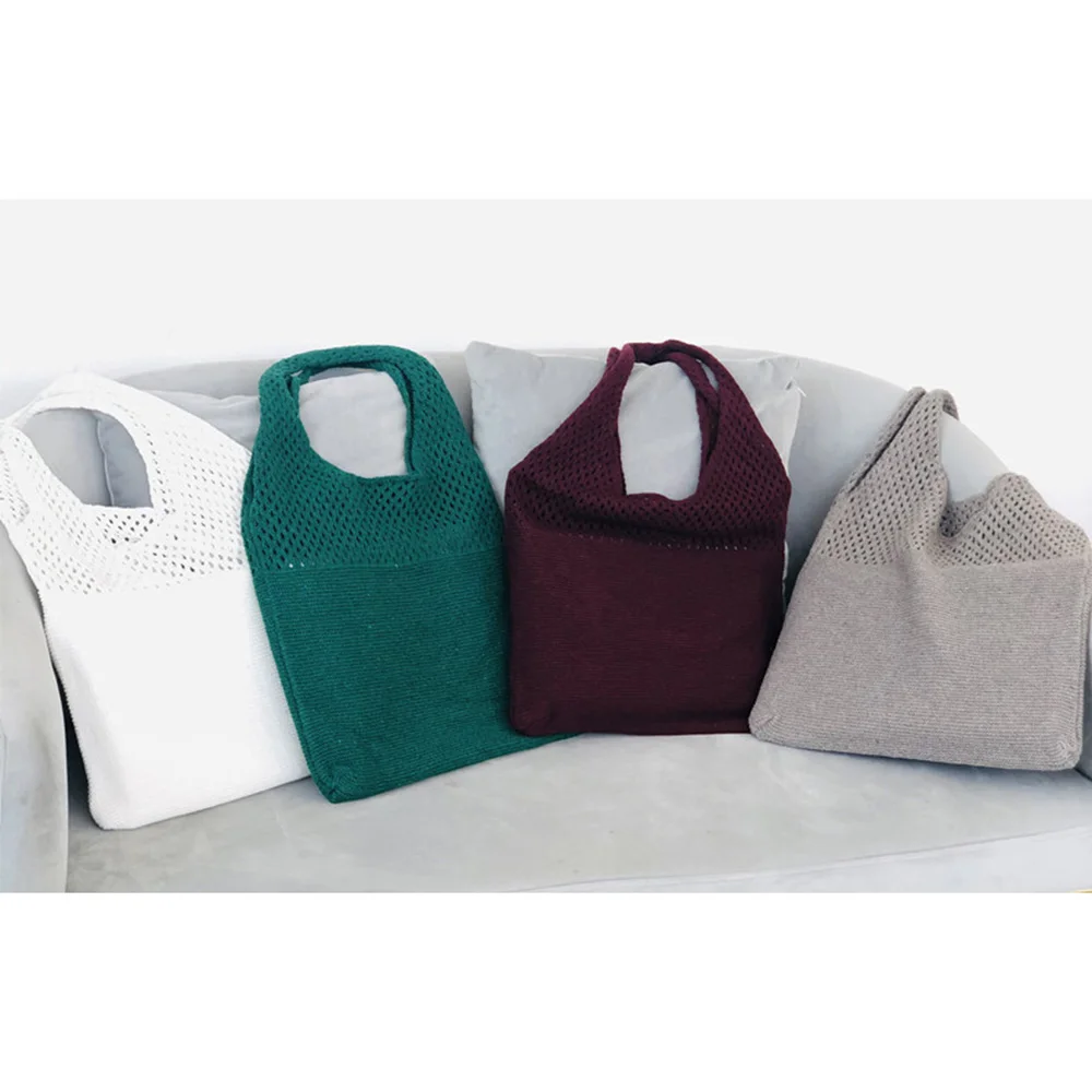 New Retro Hollow Knitting Handbag Shoulder Bag Knitted Bag Wool Wild Storage Women Totes