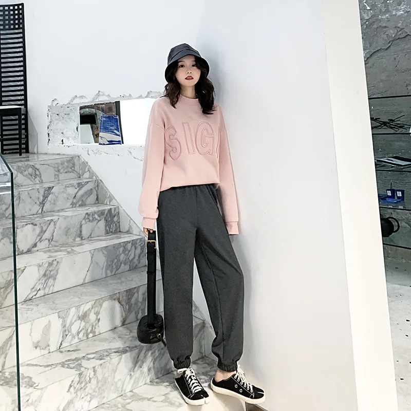 2xl, свободная спортивная женская одежда для зимы и осени, утолщенные черные штаны-шаровары, Женские повседневные эластичные штаны с высокой талией для женщин