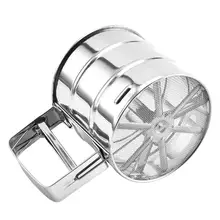 Hand-held Steel Flour Sieve Hand-pressed Small Semi-Automatic Flour Cup Screen Baking Tool Flour Sieve J3Y6