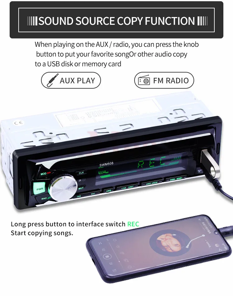 2019 One Din Car Radio Autoradio Stereo MP5 FM Bluetooth FMUSB1 Dinremote control Radio MP3 Audio Player 12V Car Audio Auto (3)