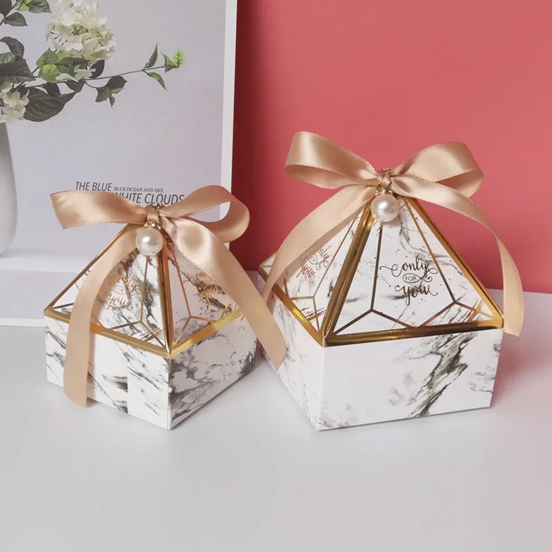 New Gem Tower Bronzing Candy Box Small Cardboard Box Wedding Card Box 