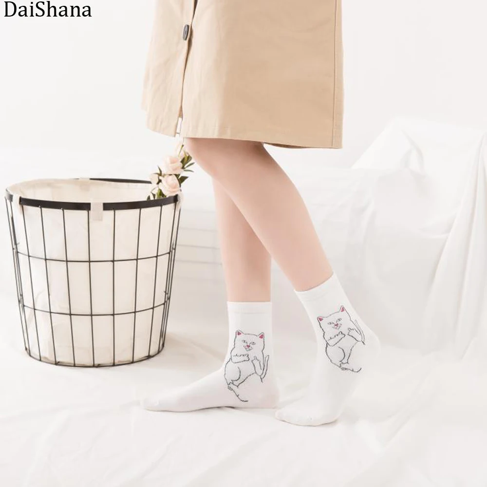 DaiShana/модные носки унисекс в стиле Харадзюку С Рисунком Маджонга, кошки, Арт, инопланетянина, удобные вечерние носки на Хэллоуин, креативные теплые хлопковые носки
