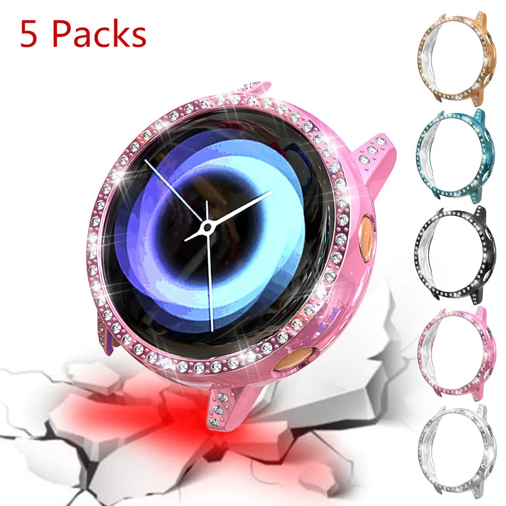 5 Packs Diamond Hollow-Out Watch Frame Case for Samsung Galaxy Active Luxurious Cover Hard PC Protector Bumper Shell | Наручные часы