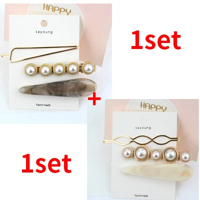 6pcs 6 шт./компл. Мода в Корейском стиле; с металлическим золотым жемчуг Заколки для волос Для женщин заколка для волос, геометрический узор, для девочек заколка зажим для волос аксессуары для волос - Цвет: 6pcs