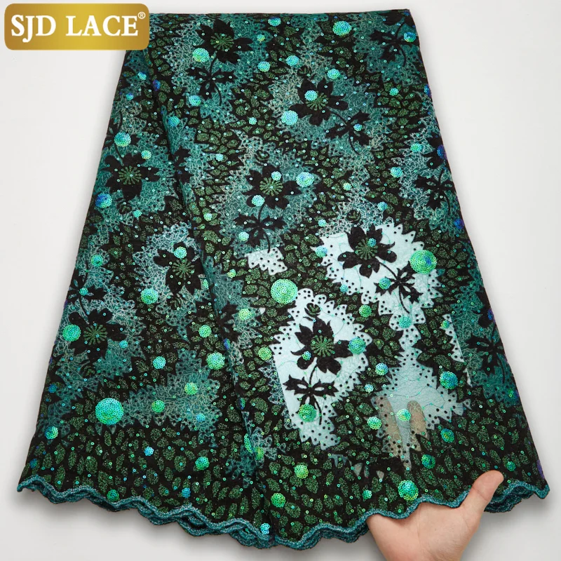Sjd Lace African Lace Fabric 2021 French Velvet Lace Fabric Bridal High Quality Sequins Net Tulle Lace For Women Dresses A2612
