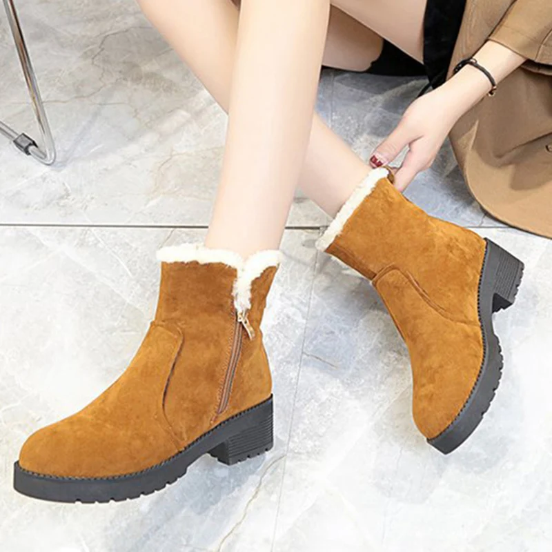 Зимние сапоги женская зимняя обувь на платформе с толстой подошвой; botas mujer; женские ботинки; нескользящие Зимние ботильоны