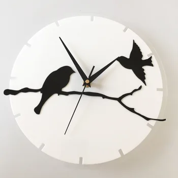 

3D acrylic Creative clock wall sticker wall clock stereo birds branch digital Clock