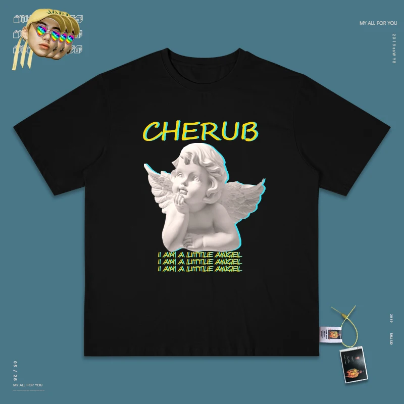 Ins A Fairy Gas/Настоящая одежда, скульптура, портрет, Паровая волна, футболка, платье для влюбленных, футболка, мужская, тяжелое изображение, неоновые огни