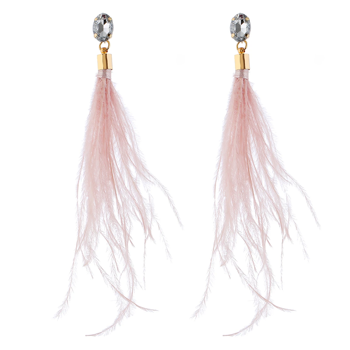 FLDZ новые мягкие страусиные перья Висячие серьги для женщин милые волны длинные кисточки циркония серьги Модные ювелирные изделия аксессуары - Окраска металла: pink