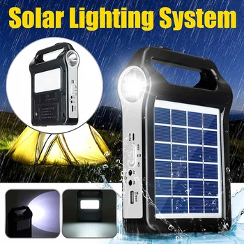 

USB Charger 6V Solar Panel Power Storage Generator Home System Kit Rechargeable 9W Portable Solar Generator System