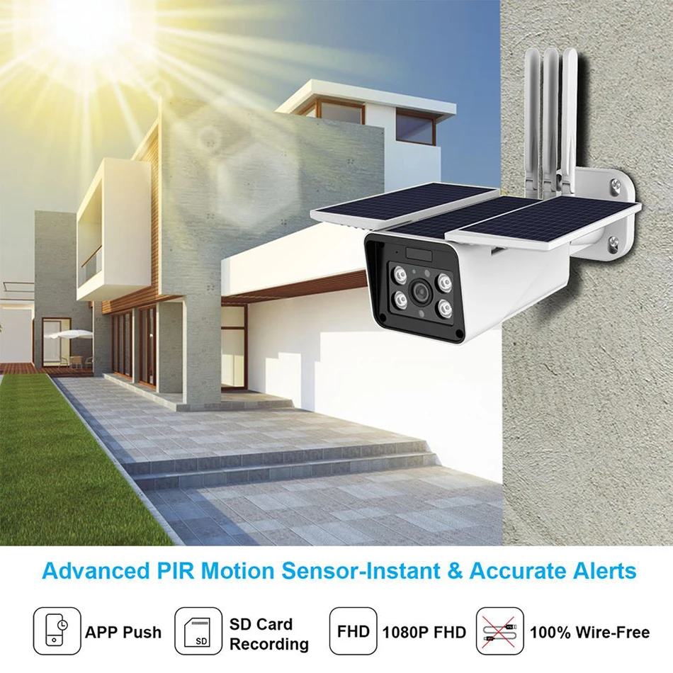 Wifi беспроводная наружная 1080P IP67 облачная камера солнечная панель Батарея низкое энергопотребление PIR камера видеонаблюдения