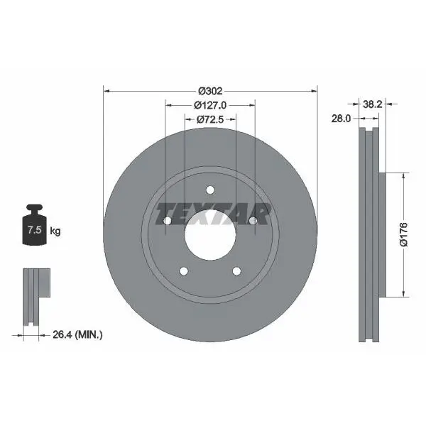 Brake disc for CHRYSLER TOWN &amp COUNTRY 3.8 [2000/10-2006/09 TEX |