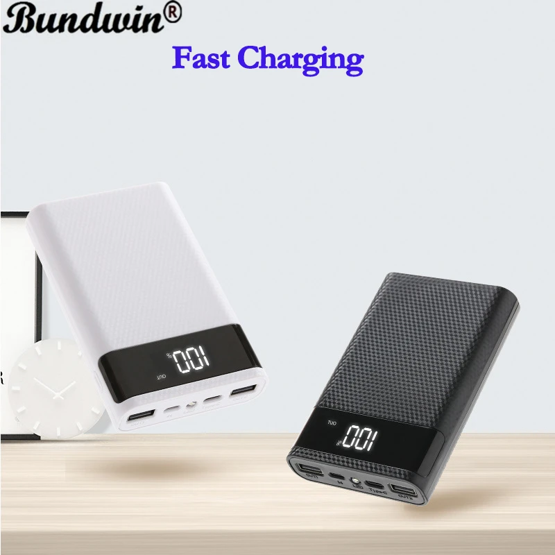 Чехол для зарядного устройства Bundwin 4x18650 коробка хранения 5 В два USB Type C Android