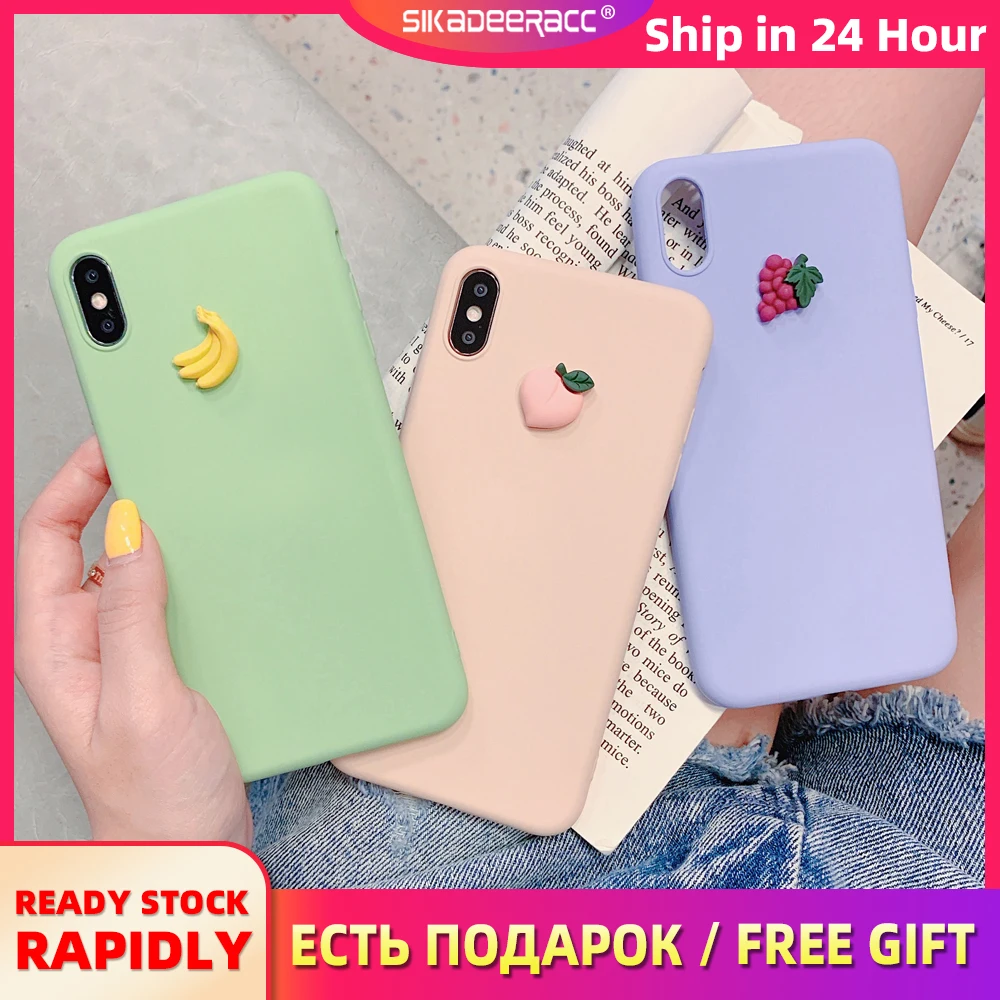 Симпатичные 3D фрукты мягкие силиконовые чехлы для телефонов iPhone 6 6s 7 8 Plus X XS Max XR