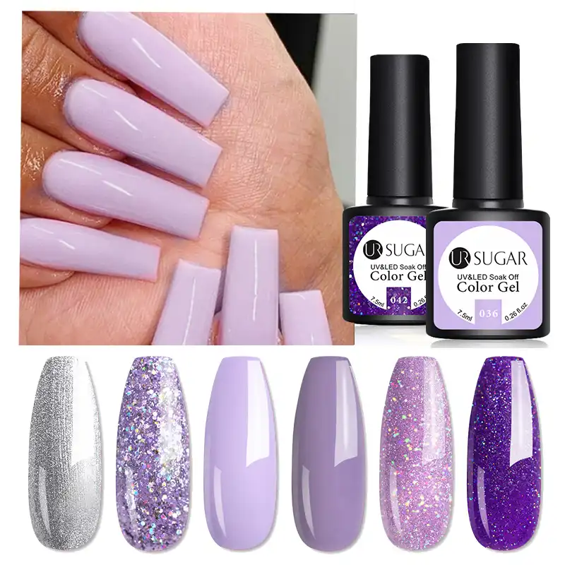 ウル砂糖紫ジェルネイルポリッシュグリッターシルバーカラージェル用マニキュア爪アートデザイン半永久uv Ledネイルジェル ネイルジェル Aliexpress