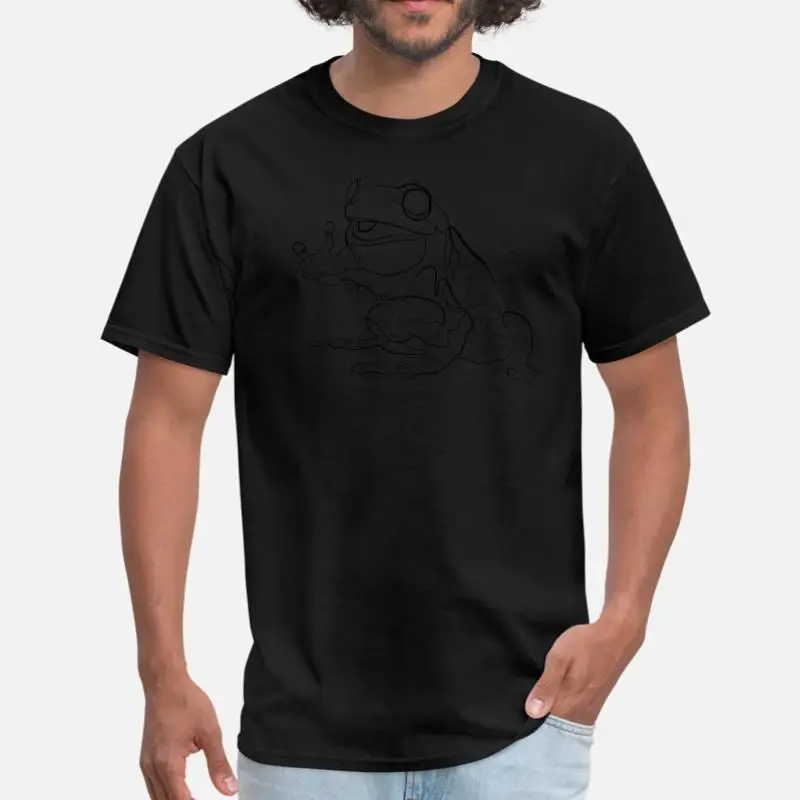 Men-Black Мужская футболка с лягушкой на заказ, хлопок, круглый вырез, унисекс, футболка для мужчин, большие размеры, S-5xl, одежда, высокое качество - Цвет: Men-Black