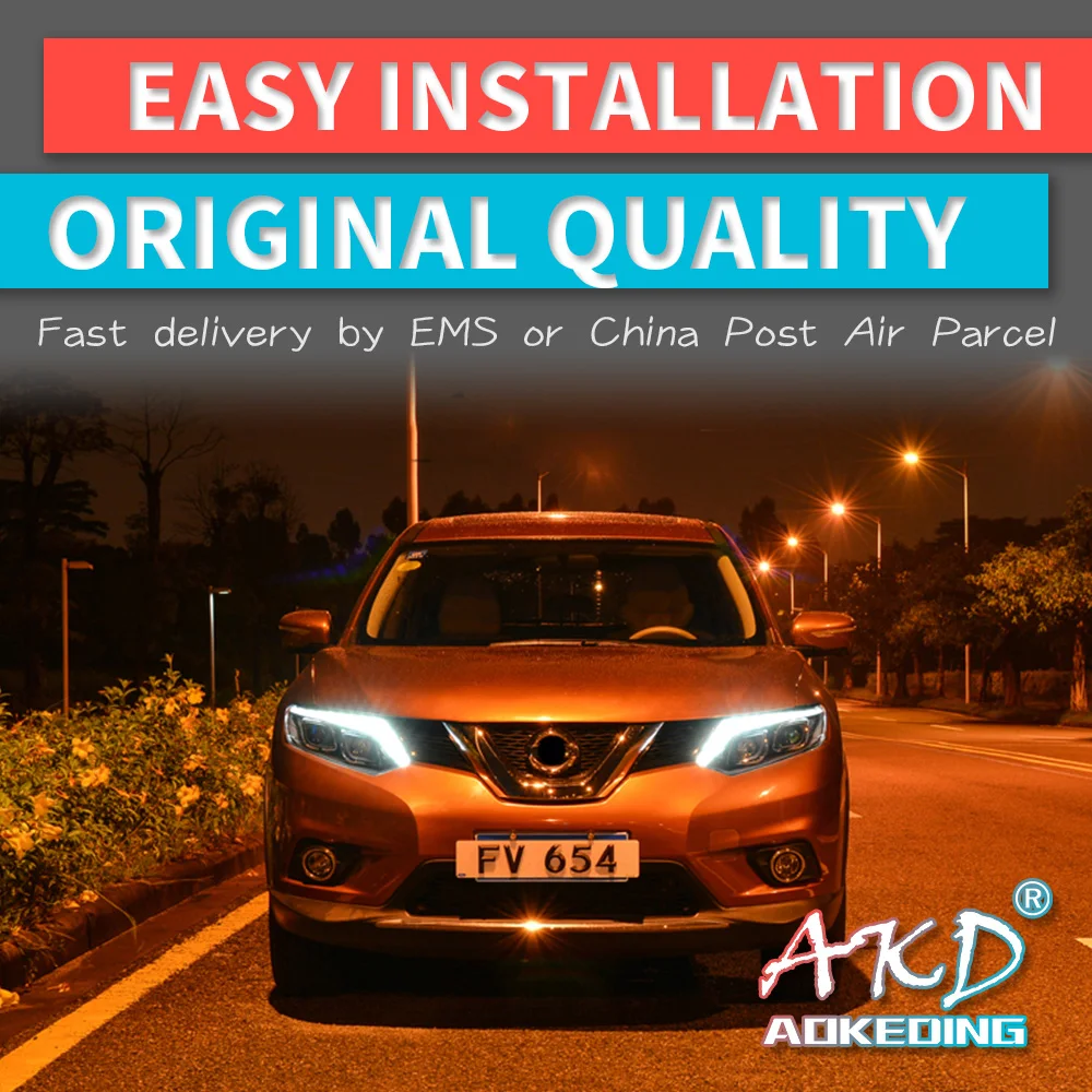 AKD тюнинг автомобильных фар для Nissan X Trail Xtrail 2014 светодиодные фары DRL ходовые огни Bi