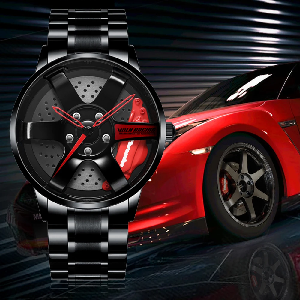 

NIBOSI 2020 Car Rim Hub Wheel Watch Custom Design Car Rim Sports Wheel Watch Waterproof Creative Male TE7 Watch Men's Wristwatch
