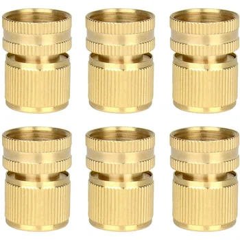 

6 Pieces Brass Quick Female Hose End Internal Thread Connector Garden Hose Nozzle(US Thread)