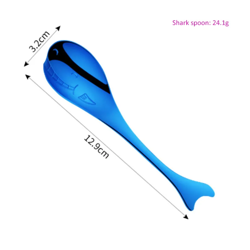 Shark blue 5 упаковок, индивидуальная маленькая ложка для кофе с дельфином, морской лошадью, 304 нержавеющая сталь, чайная медовая ложка, kawaii, маленькие Десертные Ложки - Цвет: Shark blue
