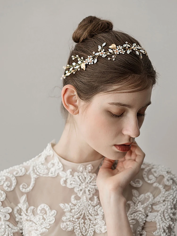 Женский винтажный ободок с цветами свадебный аксессуар для волос золотистого