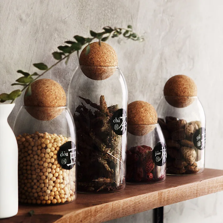 Креативные кухонные бутылки для хранения чая стеклянные конфеты баночки с пробкой крышкой специи сахар кофе контейнер получить Органайзер банок