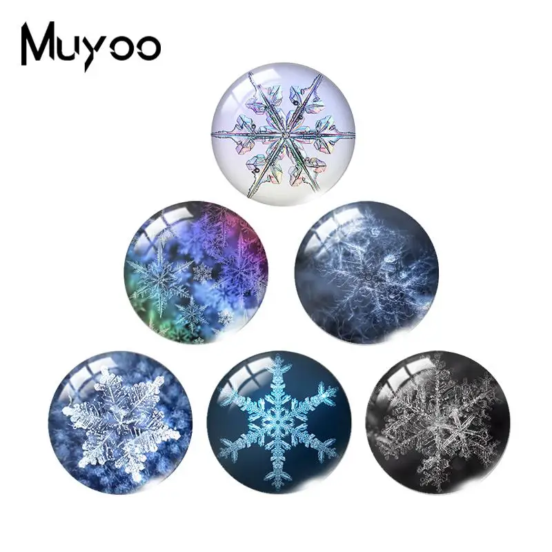 

2019 New Snowflake Glass Dome Cabochon Art Photo Jewelry Hand Craft Glass Cabochons Gifts Women