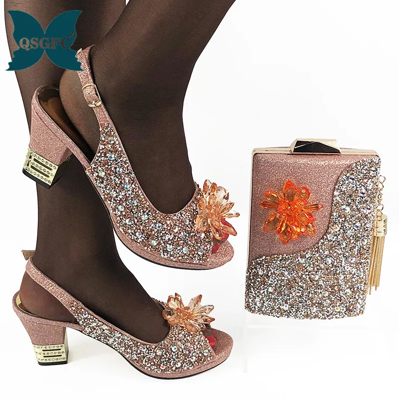 peach coloured shoes and bag