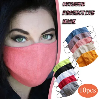 

10pcs Adult Natural Linen Cool Mouth Cover Dust-proof Washable and Reusable Mask Summer Outdoor Sunscreen Thin Breathable shield