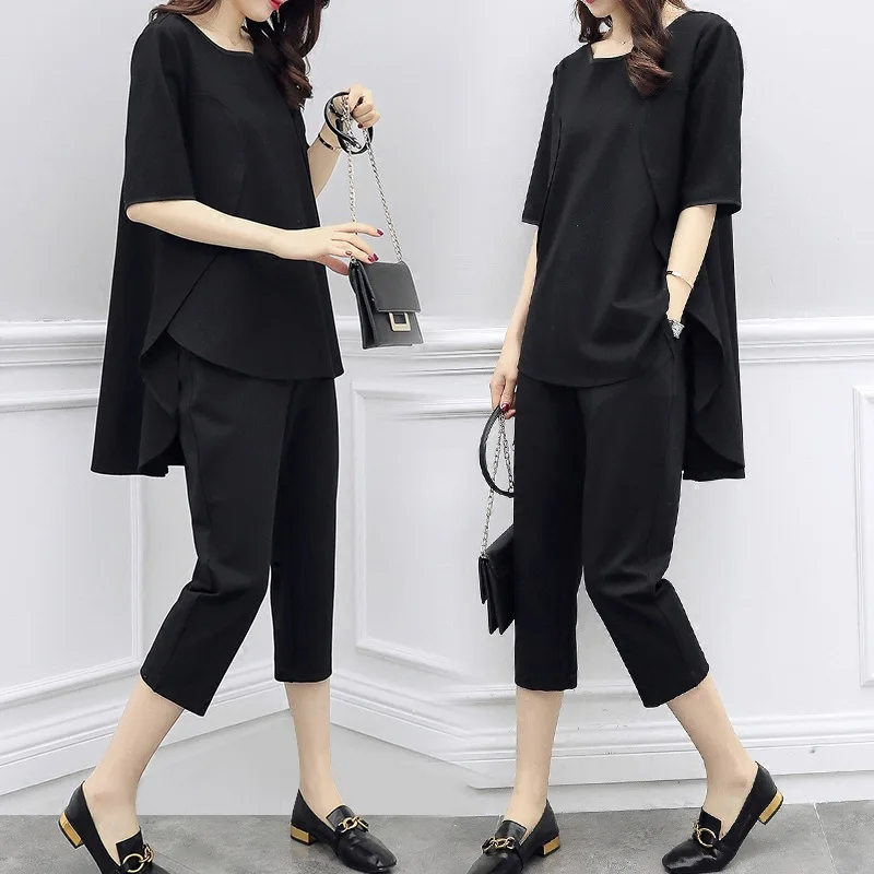 Chubby New Style Large Size WOMEN'S Suit Fat Mm by Age-Style Two-Piece Set Xia Yang Gas Slimming 200 Fashion