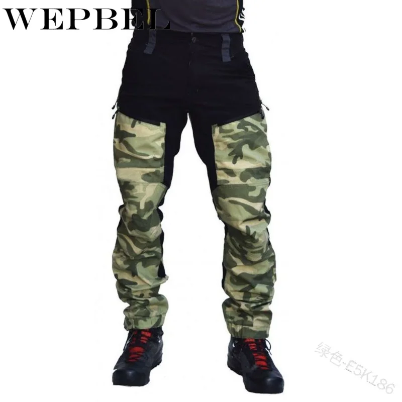 

WEPBEL Autumn Pocket Outdoor Sports Loose Mid-Waist Straight Pants Men's Camouflage Printing Patchwork Casual Pants