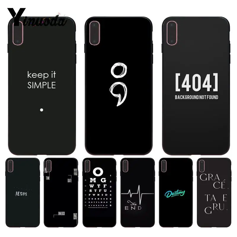 

Yinuoda For iphone 7 XSMAX Case Black Minimalist Text Fashion Phone Case for iPhone X 8 7 6 6S Plus X 5 5S SE XR XS XSMAX