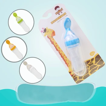 

90ML Baby Supplementary Feeding Silicone Rice Paste Spoon Safety Infant Baby Silicone Feeding Tools for Baby 0-36Month